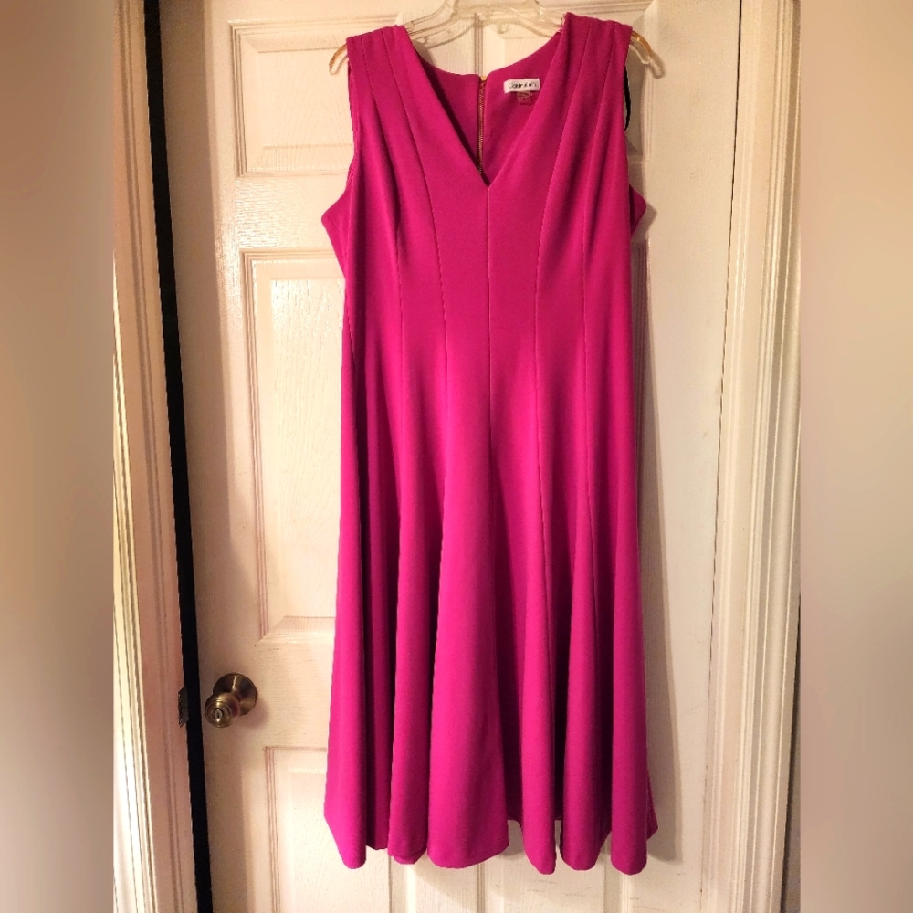 Fuschia midi sleeveless dress